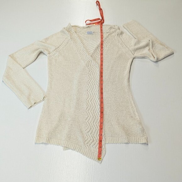 Keren Hart Size Small Cream Colored Open Weave Cardigan - Picture 9 of 13